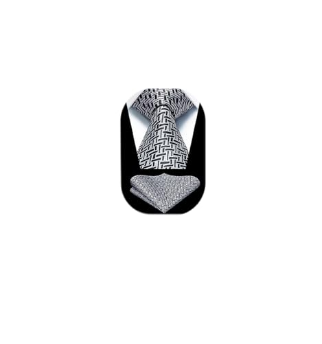 Image of HISDERN Mens Ties Solid Color Tie and Pocket Square Set Classic Woven Formal Neckties & Handkerchief Wedding Party