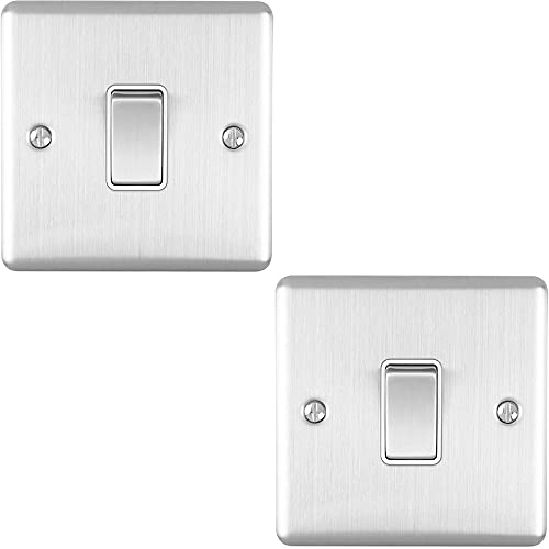 Interrupteur simple acier satiné 20A lot de 2 plaques murales grises