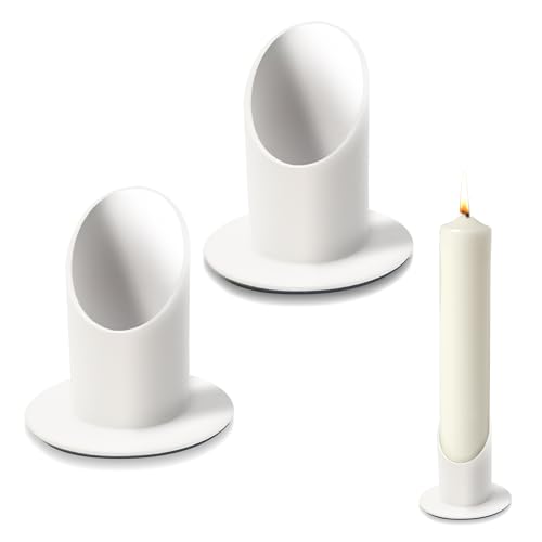 Chumix 2 Pièces Bougeoir Bougie de Communion, 4 cm Chandelier de Communion en Métal Blanc, Bougeoir de Baptême avec Base Ronde, pour Baptême, Communion, Mariage (Blanc)