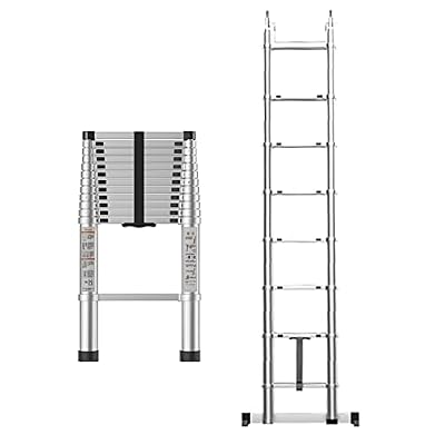 Telesladder 9.5Ft/10.5Ft/12.5Ft/13.5Ft/14.5Ft Telesladder, Aluminum Non Slip Retractable Ladders for Tall Buildings/Tent/Hobbies, Supports 150Kg/4.1M/13.5Ft
