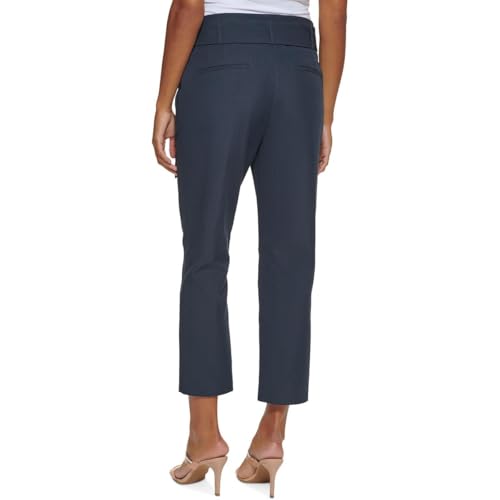DKNY Womens Petites Paper Bag Waist Casual Straight Leg Pants Blue 16P2