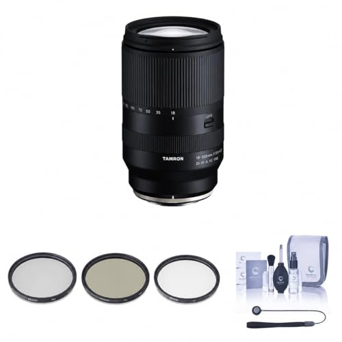 Tamron 18-300mm f/3.5-6.3 Di III-A VC VXD Lens for Sony E APS-C Mirrorless Cameras Bundle with UV/CPL/ND2 Filter Kit Cleaning Kit Lens Cap Tether Tamron 6-Year Warranty