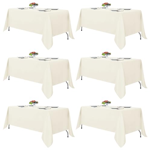 Fitable Ivory Tablecloths for 6-8 Foot Tables (6-Pack)