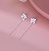 Reffeer Solid 925 Sterling Silver Plumeria Flower Chain Dangle Earrings for Women Teen Girls CZ Flower Tassel Earrings Threader Drops (A-Silver)