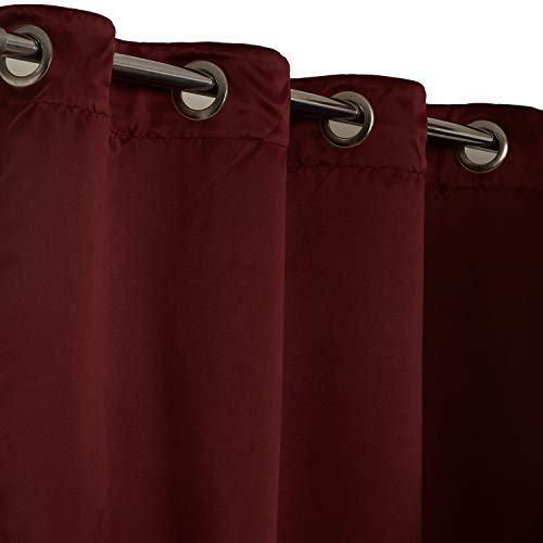 Image of Swayam 100% Blackout Polyester Window Curtain for Living Room & Bedroom | 5 Feet | Room Darkening Curtain with Eyelets | Pack of 2 | Solid Design - Maroon