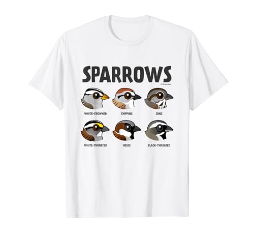 SPARROWS Cute Cartoon Bird Species Graphic Design Birder T-Shirt