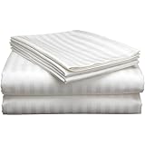 Kuber Industries Double Bedsheet with 2 Pillow Covers|Cotton Material & Satin Stripes|Size 254 X 228 Cm (White), 144 TC
