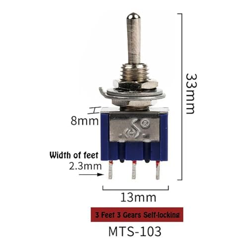 Mini interrupteur SPDT MTS-103 avec levier métallique robuste 6A