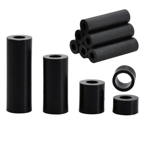 Arandela de separación de nailon negro M3 a M12 sin rosca para tornillos y pasadores de plástico