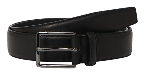Ceinture bugatti cuir noir anti-déformation en cuir de vachette robuste largeur 3.5 cm