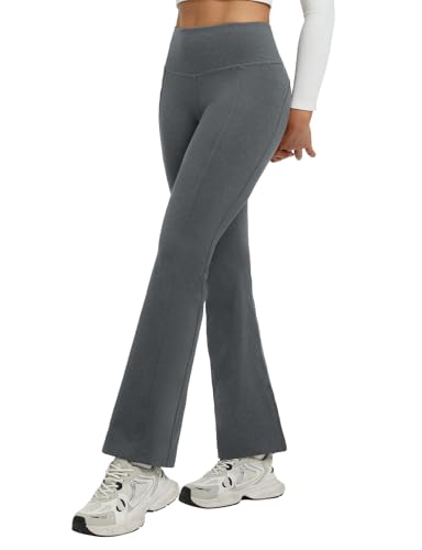 baleaf Fleece Lined Pants Women Heather Flare Leggings Thermal Warm High Waist Winter Yoga Pants with Pockets