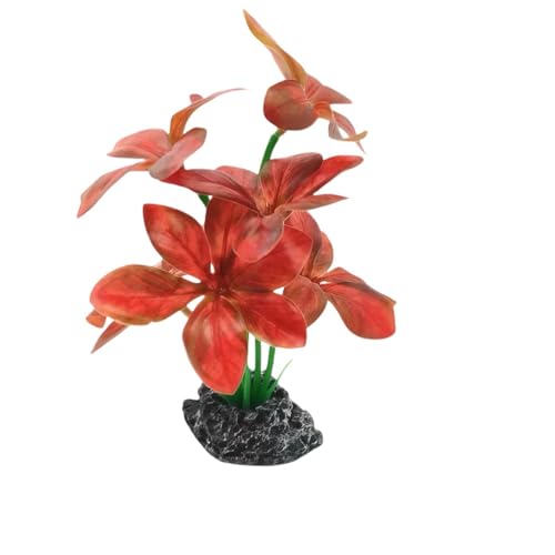 Image of JGbaby Artificial Aquarium Plants,Fish Tank Decorations Betta Leaf Hammock 7in Realistic Silk & Plastic Plants, Hideout Decor for Betta. Goldfish,Reptiles,Small Tanks (Red Type-A)