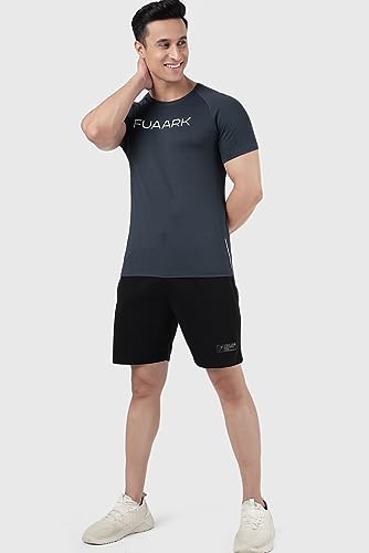 Image of FUAARK Men's Aura Textured Round Neck Regular Fit Gym Sports T-Shirt