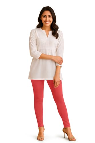 Image of Amazon Brand - Anarva Women's Super Cotton Combed Slim Fit Elastane Stretch Comfort Ankle Length Leggings with Ultrasoft Waistband