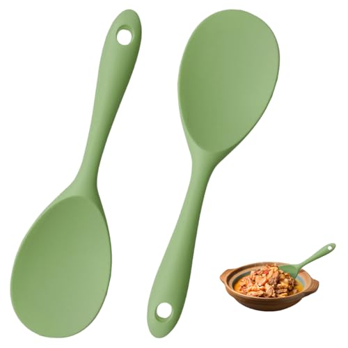Cucchiaio di Riso in Silicone, 2 Pezzi Antiaderente Silicone Cucchiaio di Riso, Palette per Risos in Silicones Antiaderente, Paddle di Risos da Cucina, per Purè di Patate, Mescolare