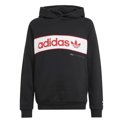 adidas Kids Boys Logo Hoodie Athletic Outerwear Casual - Black - Size S