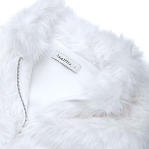 Amazhiyu Women's Faux Fur Zip Up Vest Stand Collar Sleeveless Jacket with Pocket4