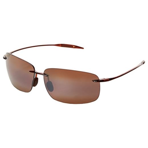 Maui Jim Breakwall Rimless Sunglasses In Gloss Black Polarised 422-02 63 Breakwall, Marrone (Rootbeer), 63/13/127