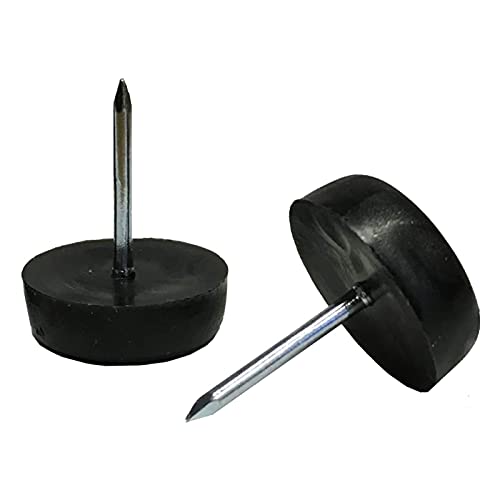 17mm Black Nylon Furniture Sliders Nail-On - Chair Leg Floor