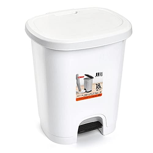 CABLEPELADO Cubo de Basura de Plástico Con Pedal, Libre de BPA, 40 cm Alto x 32 cm Ancho x 28 cm Fondo, Capacidad 18 Litros, Blanco
