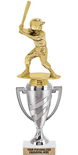 Crown Awards Baseball Trophy, 11" Silver Cup Kids Baseball Trophies for Girls, 1 Pack Prime