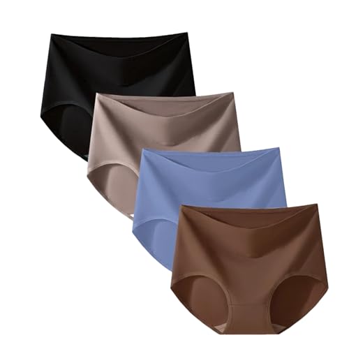 4 bragas de algodón para mujer, de cintura alta, adelgazantes, talla grande, moldeadores de cuerpo, bragas sólidas para mujer, Mezcla de colores 6242, XL
