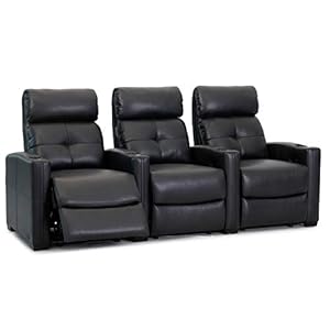 Octane seating cloud xs850 home theatre chairs black bonded leather manual recline straight row 3 seats space saving design  urban country home decor