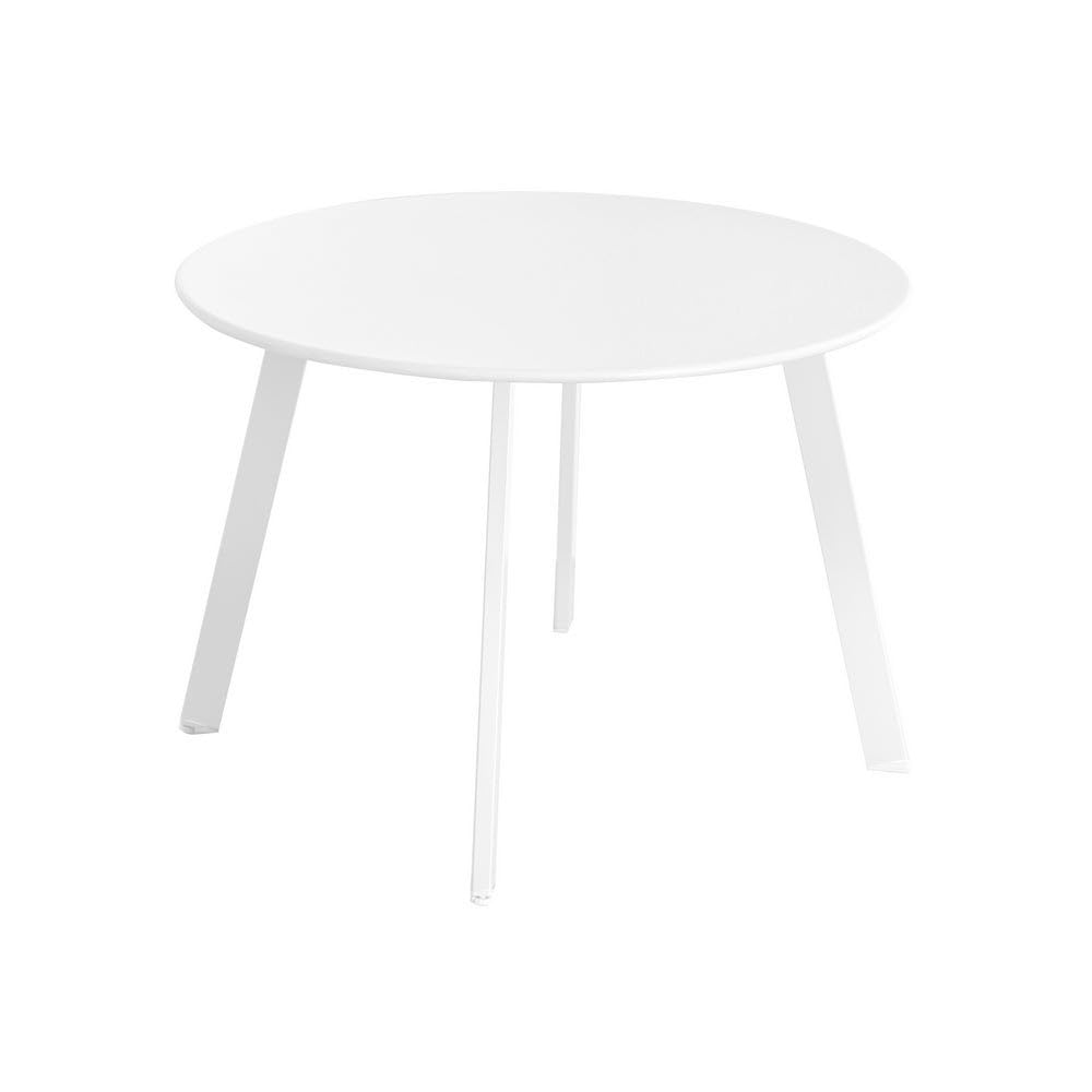 LOLAhome Mesa Auxiliar Marzia lacada Blanca | Ø60x42 cm | De Acero con Revestimiento epoxi anticorrosión Interiores y Exteriores, jardín, terraza y balcón