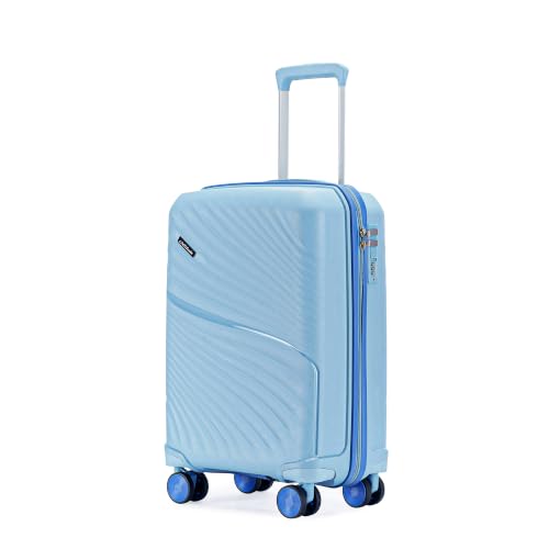 Image of Meridian Cabin Suitcase 55cm 20 inch Polypropylene Hard Trolley, 8 Spinner Wheels, 2-Pocket Convipack, Recessed Number Lock,Carry-On for Men & Women Twilight Sea Blue /Galaxy Blue