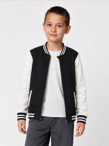 Image of LittleSpring Boys Girls Varsity Baseball Jacket Zip Up Bomber Jacket Thin 2-10Years