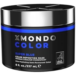 XMONDO Color Super Blue Depositing Mask & Semi-Permanent Hair Dye, Infused with Bond Booster & Hyaluronic Acid for Nourishment, Revitalization & Repair, Vegan Formula, 8 Fl Oz