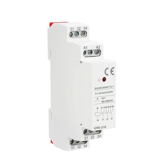 Relé GR8 AC DC 12V a 48V de 1 pieza para control de corriente de 8A y 16A 4