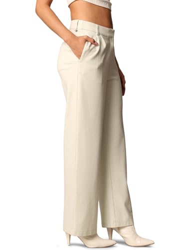 Image of ONLY Women's Relaxed 'Desk-to-Dinner' Straight Fit High Rise Stretch Everyday Trousers | Formal Pants for Women