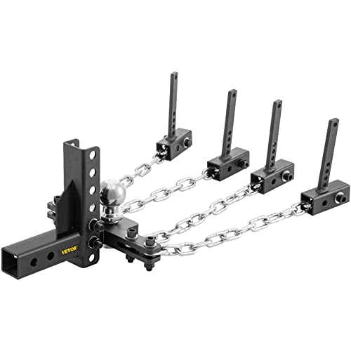 VEVOR Enganche para Remolque de Viaje Acero Enganche de Distribución de Peso con Control de Balanceo Bola de 59mm Caída y Elevación de 10,2cm Enganche de Remolque Longitud de Cadena 45,7cm para RV SUV