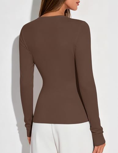 MEROKEETY Womens Business Casual Long Sleeve Tops Trendy, Coffee, Small — view 5