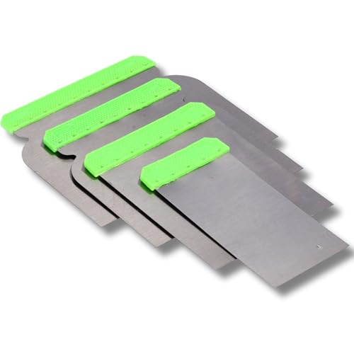 ToolSpace Set von Japanspachteln - 4 Stück - 50/80/100/120 mm - Metallspachteln zum Fugen, Glätten, Verteilen von Massen, Strapazierfähig und flexibel, Guter Griff