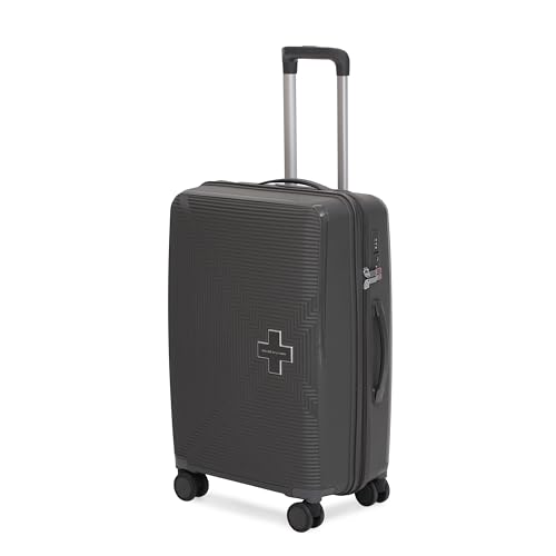 Image of SWISS MILITARY Maze 65CM Medium Hard Trolley Bag, Polypropylene Suitcase, TSA Lock 360 Wheels, Anti-Theft Zipper, Premium Lining Strong Handle, Travel Luggage - 67L Capacity