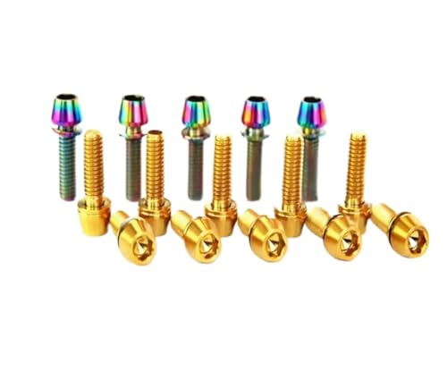 ナイロン・スクリュー・キット、ナイロン・ナット グレード5チタンM6x1.0mmネジ(ワッシャー付き)4個パック 18mm/20mm マルチカラー 自転車ステム用(M6x18mm,Ti)