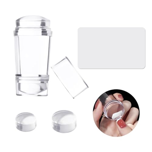 Nail Art Stamper Jelly French Ensemble Tampons en Silicone Transparent Nail Art Kit de Double-Tête pour Ongles avec Grattoir Stamping Accessoires DIY Outils...