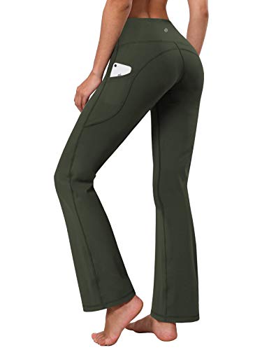 Image of BUBBLELIME 29 inch /31 inch /33 inch /35 inch /37 inch 3 Styles Women's High Waist Bootcut Yoga Pants Basic /Side Pockets Tummy Control Workout Flared