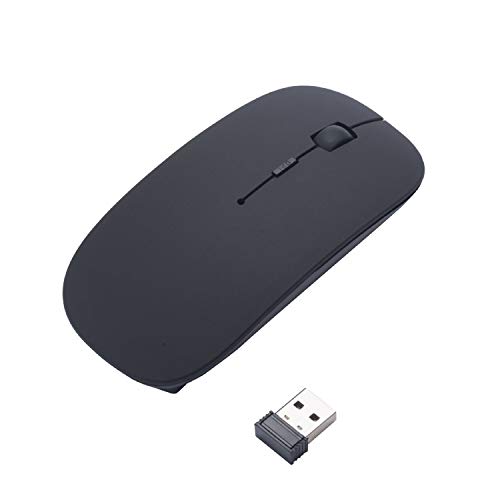2.4G BT Wireless Mouse with USB Receiver, Portable USB Cordless Optical Mice Small Light Weighted Mouse with 4 Button Keys Compatible Computer Laptop Tablet Mac MacBook Gaming Travel DPI, Black