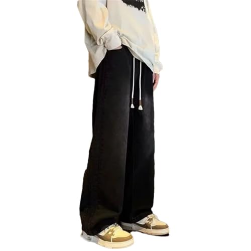 Men Straight Leg Pants Side Stripes Casual Jeans Clothes Baggy Jeans