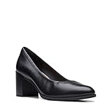 Clarks Women's Freva55 Court Pump, Black Black Leather, 7.5 UK