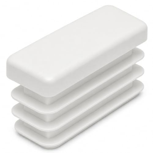 Image of (Pack of 10) Rectangular Plastic Plugs 25 /64 inch x 1-3 /16 inch (10 x 30 mm), Matt Tube Inserts, Fence Post Caps, Pure White RAL 9010