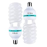 GLOSHOOTING 2 x 105W 5500K CFL Full Spectrum Light Bulb, Compact Fluorescent White Daylight Balanced
