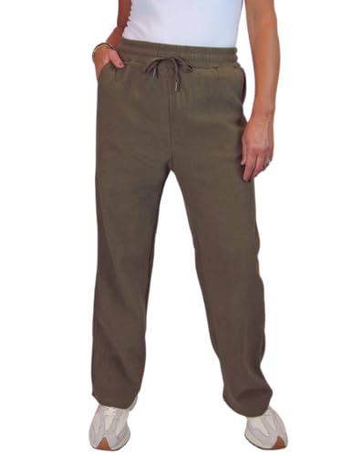 Pantalon en tissu gaufré doublé polaire femme Paulo Due confortable pour l'hiver