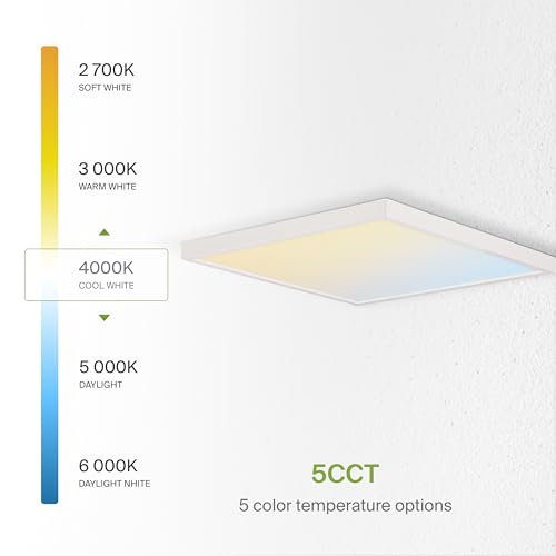 ASD LED 12" Square Flush Mount Ceiling Light Fixture, Low Profile Surface Lighting | 5CCT, Dimmable, Ultra-Thin, ETL Listed | 24W 1700LM 2700-6000K 120V | Kitchen, Bedroom, Hallway Lamp | White by ASD - Used condition - Image 5