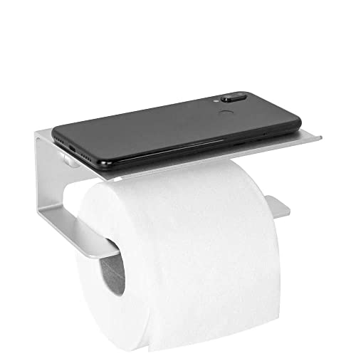 Papeleira de Banheiro com Apoio para Celular (Stella Prata)