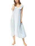 Zexxxy Victorian Cotton Nightgowns for Women Maxi Sleepwear Cute Ruffle Chemise Sky Blue L