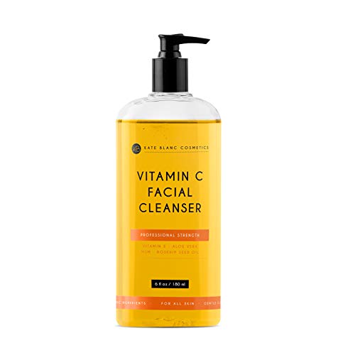 Vitamin C Daily Facial Cleanser 6oz by Kate Blanc. Restorative Anti-Aging Face Wash for All Skin Types. Reduce Breakouts, Clogged Pores, Acne, Wrinkles. Brighten Skin, 15% Vitamin C, Aloe, Rosehip Oil